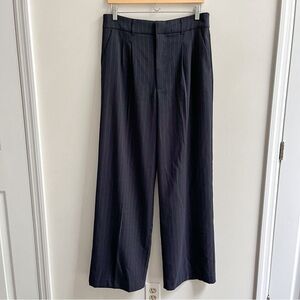 [steve madden] pinstripe relaxed fit high waist pleated dress pants trousers L